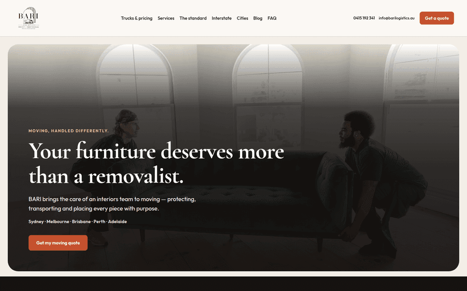 Bari Logistics website homepage